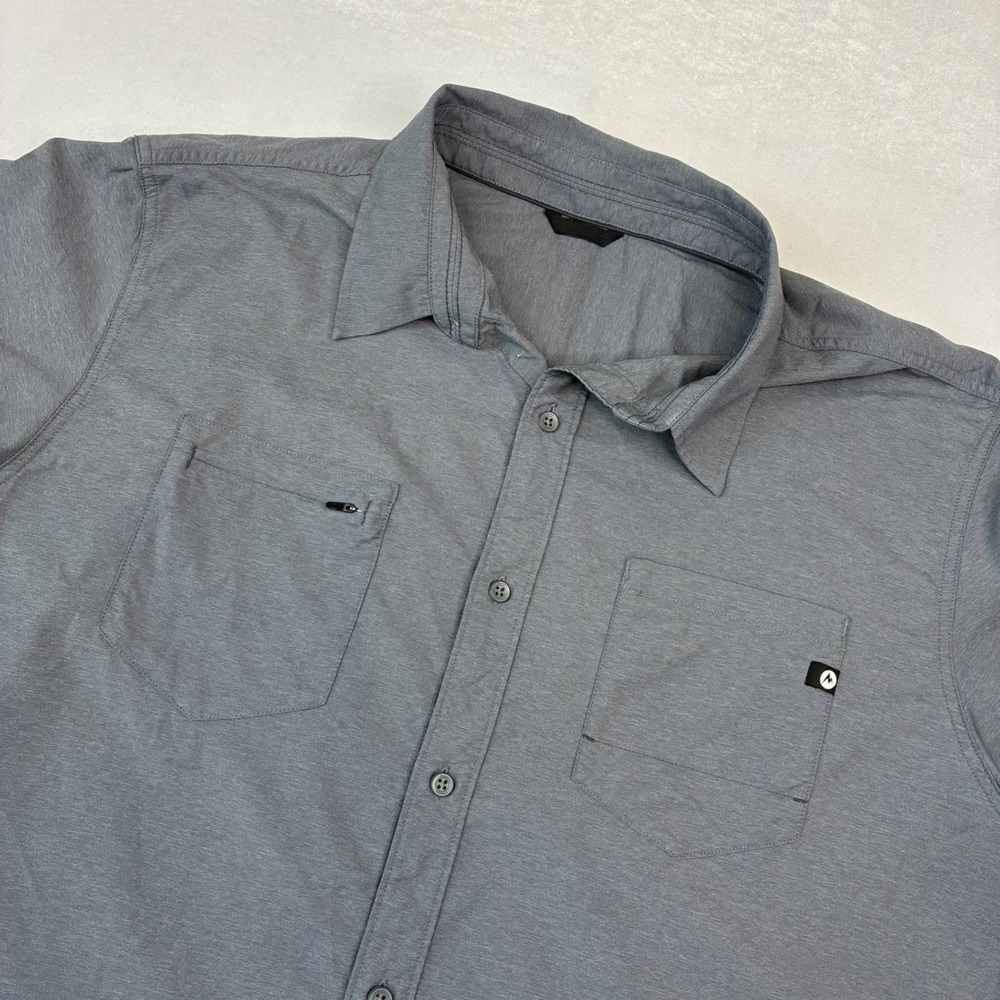 Marmot Button Down Shirt Mens XXL Gray Short Sleeve Hiking Performance Outdoor